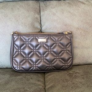 Kate spade quilted black leather clutch